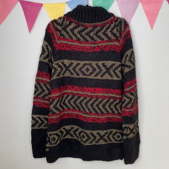 NWT Scotch & Soda Black/Red Gold Metallic Button Front Cardigan Sweater | XL - Picture 3 of 5